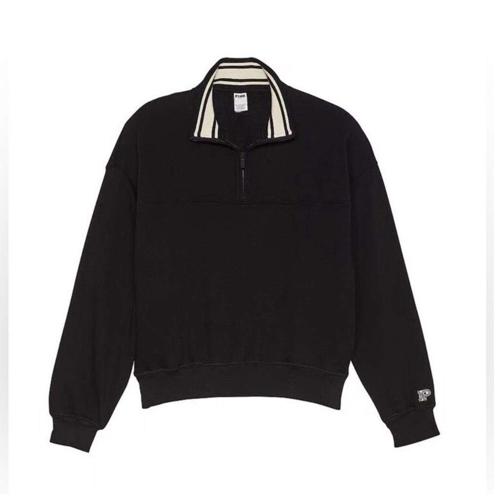 NWT Victoria Secret PINK Black Quarter Zip